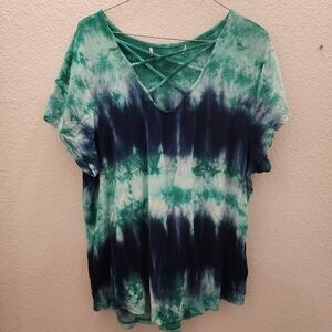 Tie Dye Women's XXXL V Neck Top